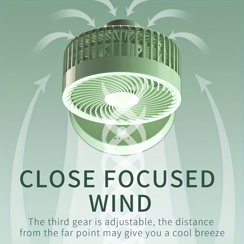 Light Green USB Desk Fan with 3-Speed, Low Noise, Strong Winds for Home Office
