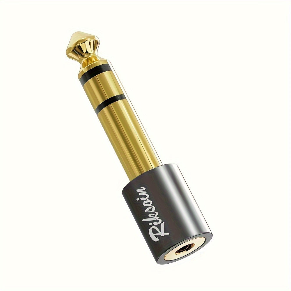 6.35mm Male to 3.5mm Female Stereo Headphone Adapter Alloy Black High Fidelity