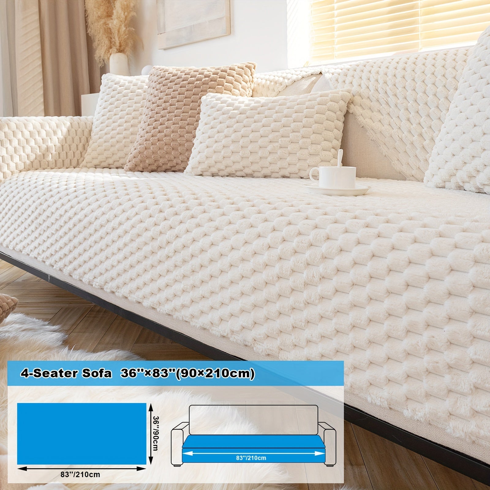 Velvet Sofa Cover Non-Slip Pet-Friendly Thick Furniture Slipcover for Armchairs and Sectionals