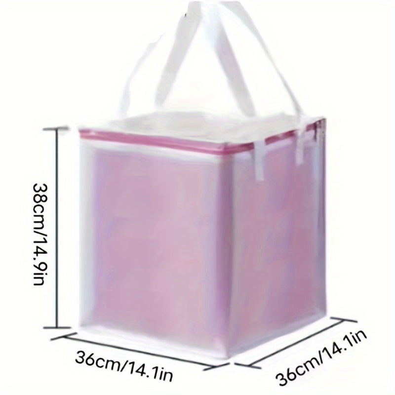 Reusable Insulated Food Delivery Tote Square Metal Foil Food Carrier for Outdoor Dining and Takeout