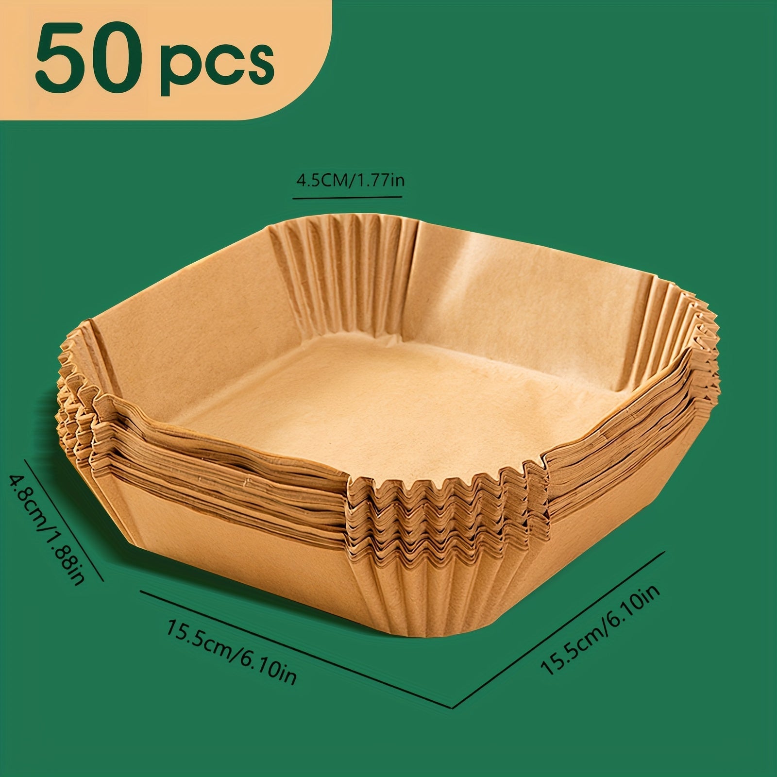 Large Rectangular Silicone Air Fryer Liners 50 Pack Non-Stick Oven Safe Space-Saving