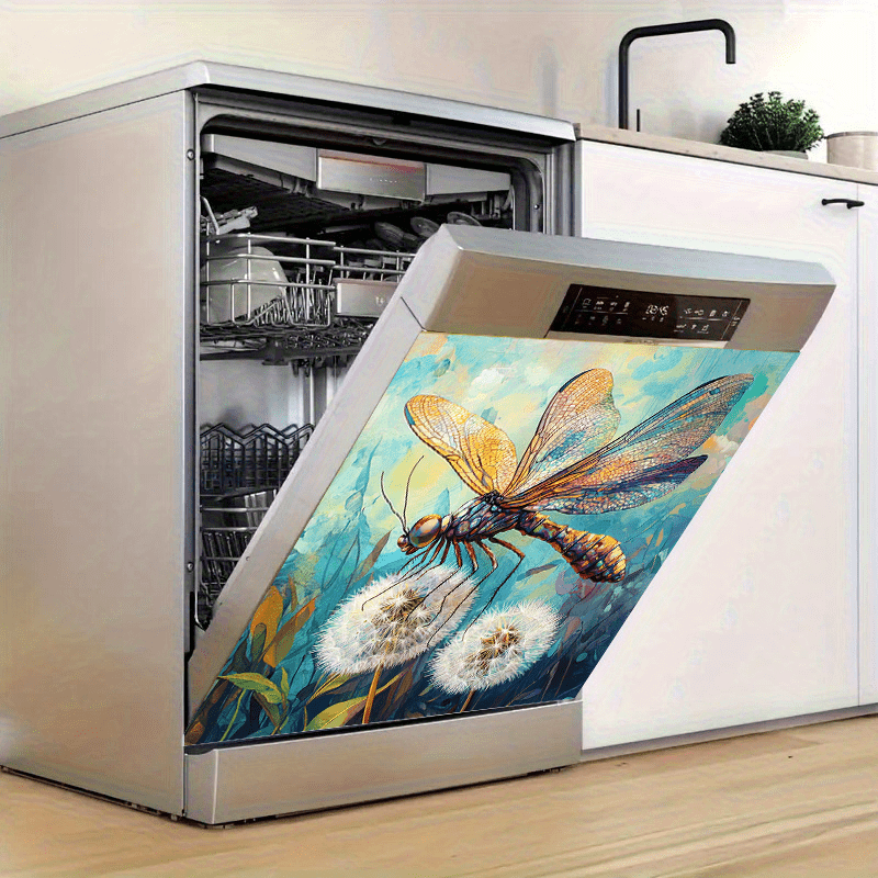 Dragonfly Dishwasher Door Magnet Waterproof PVC Vibrant Design 58.5x65 cm