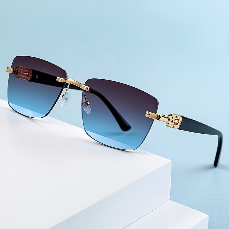 Unisex Rimless Square Frame Glasses for Men and Women