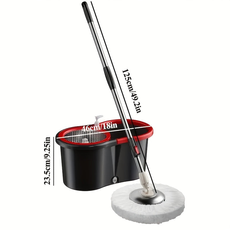 Microfiber Mop Heads for 360° Rotating Mop and Bucket Set, Durable Stainless Steel Handle, Wet and Dry Floor Cleaning Kit