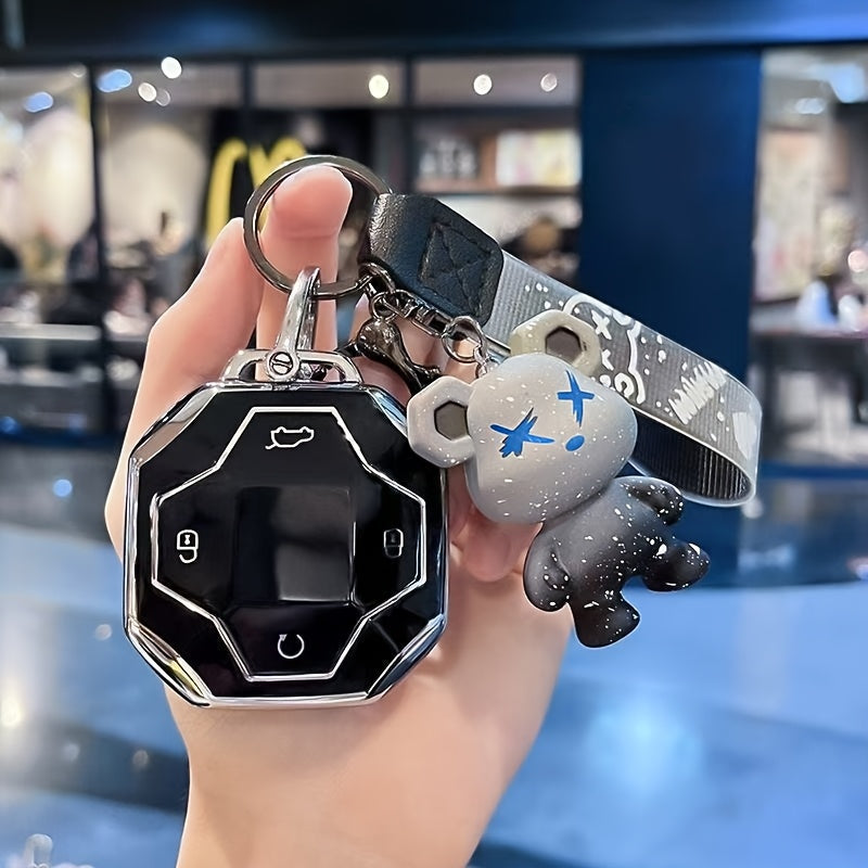 Key Shell for Car Keys TPU Protective Case with Keychain Octagonal Style