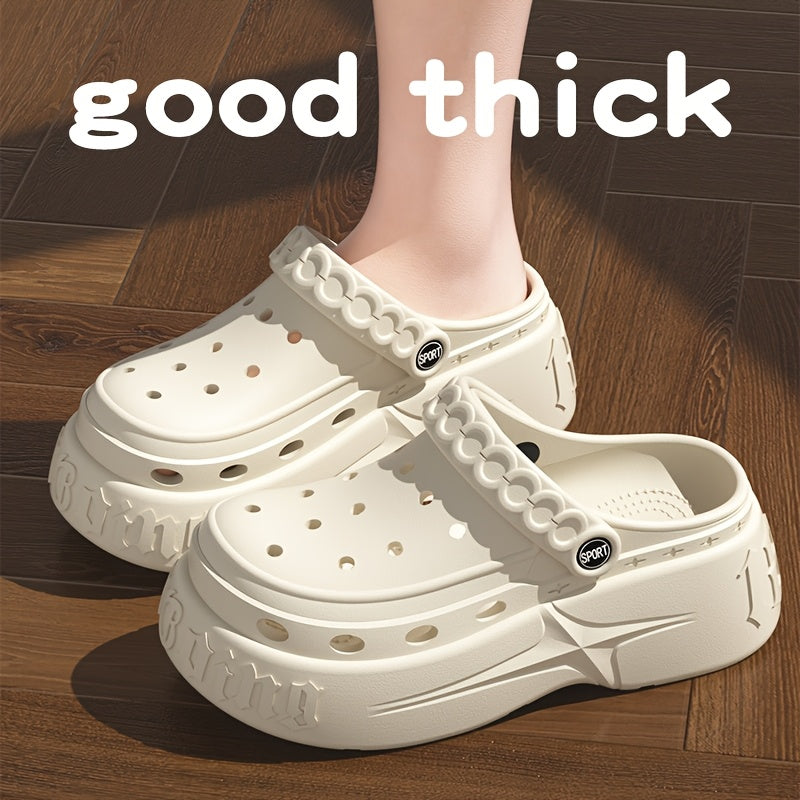 Women's Soft Sole Indoor Outdoor Slippers Solid Color Thick Heel Breathable