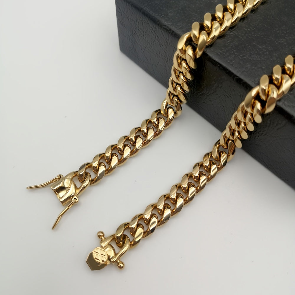 Stainless Steel Hip Hop Link Chain Jewelry Set for Men Choker Necklace and Bracelet