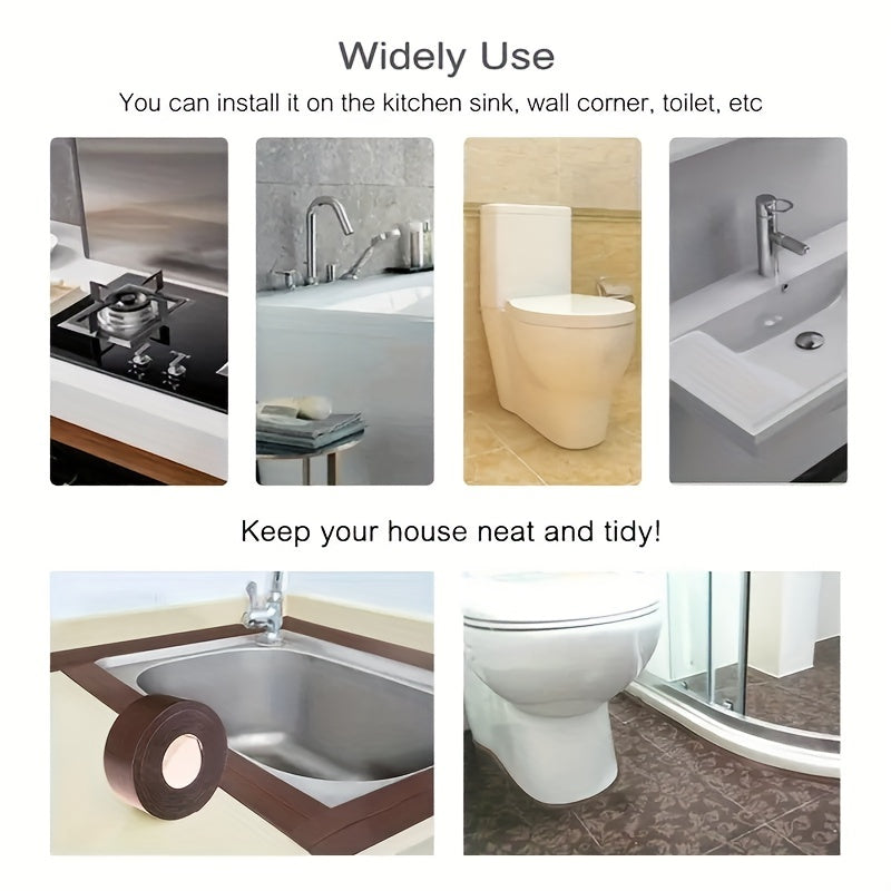 Hammom va oshxonalar uchun suv o'tkazmaydigan PVC muhrlash tasmasi, o'z-o'zidan yopishqoq va 3.2m uzunlikda.