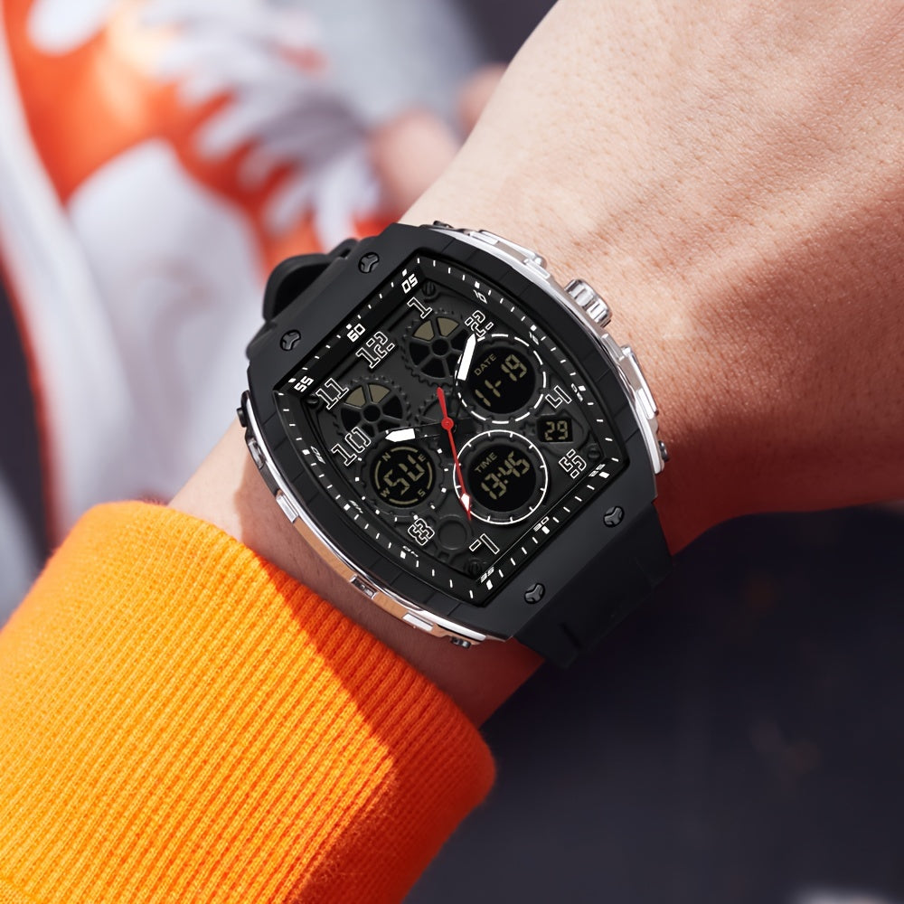 Men's Military Sports Wristwatch Silicone Strap Waterproof LED Clock Multiple Functions