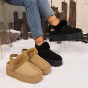 Women's Flannel Indoor Outdoor Slippers Snow Boots Faux Fur Trim