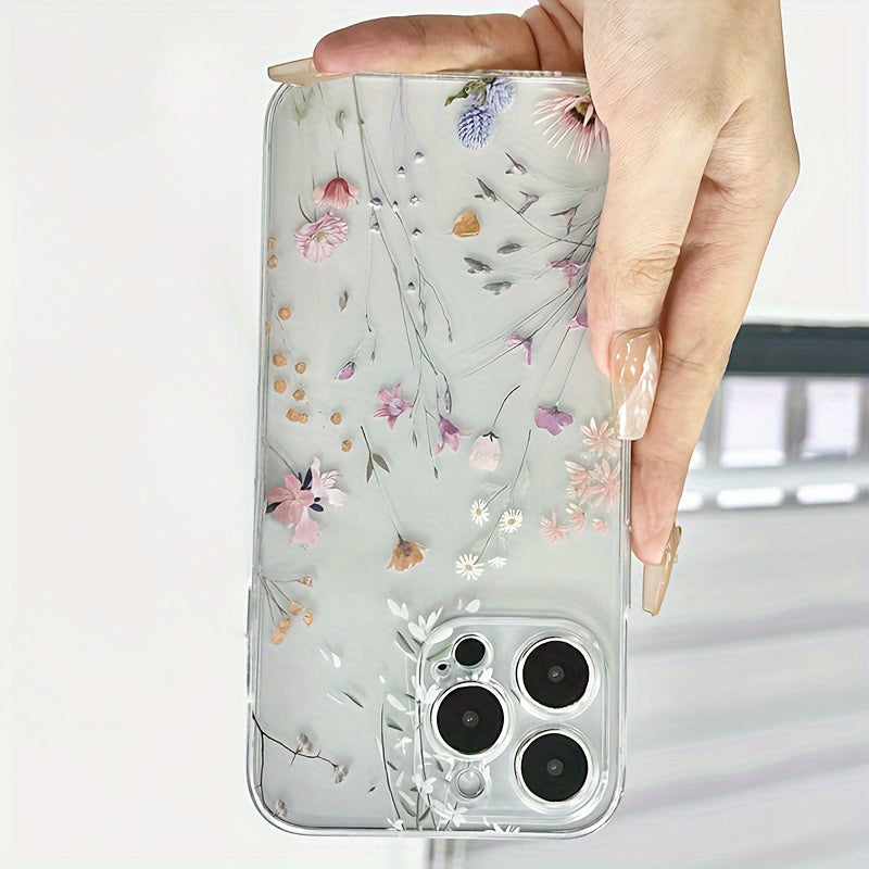 Transparent TPU Phone Case with Colorful Flower Design for iPhone Models