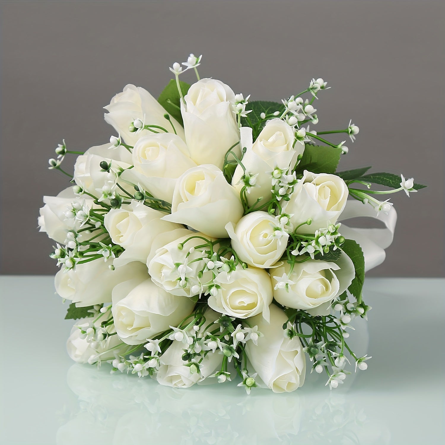 18-Head Long Stem Rose Simulation Flower for Wedding Bridal Bridesmaid Decoration