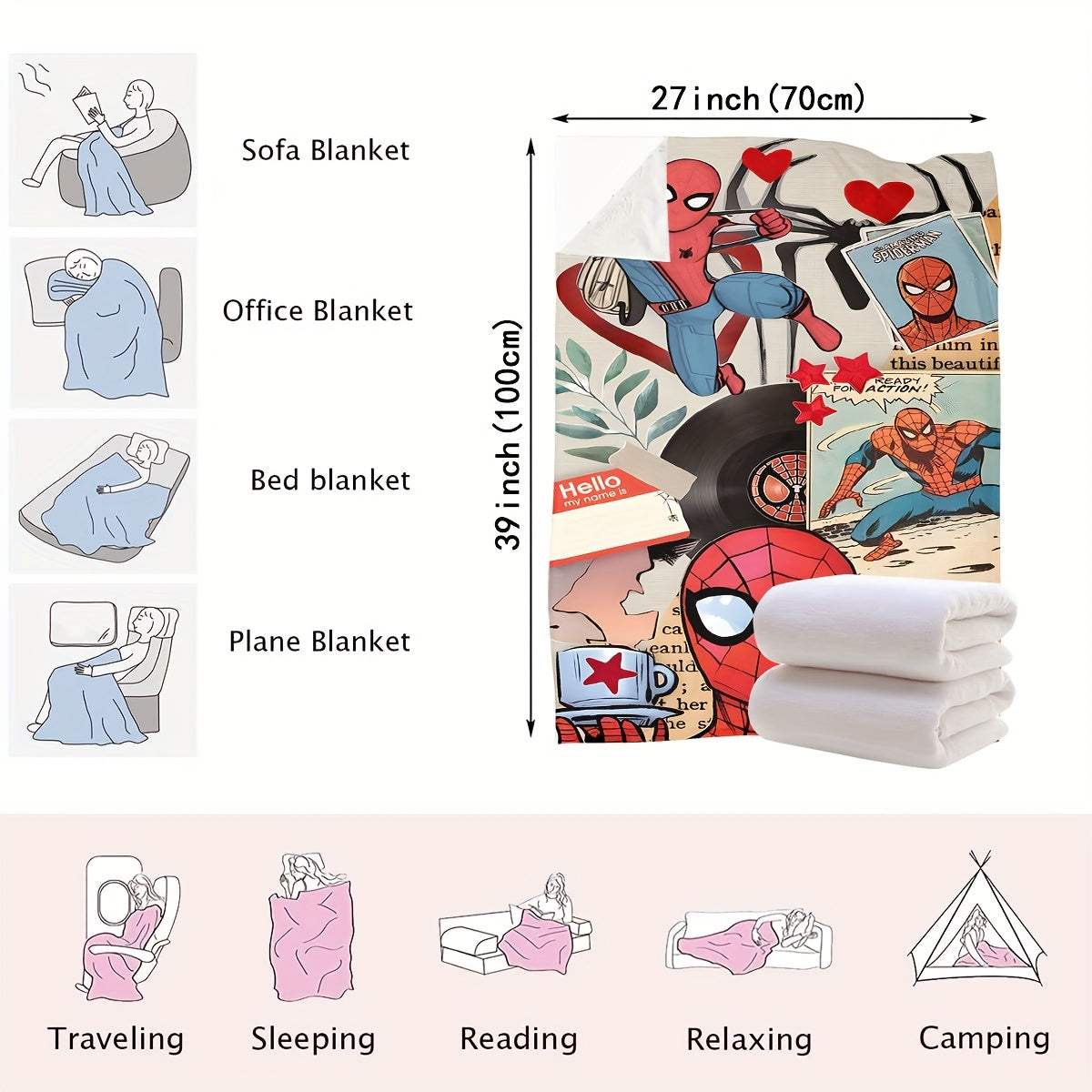Cartoon Spider Plush Blanket for All Seasons High-Quality Polyester Cozy Bed Sofa Travel Camping