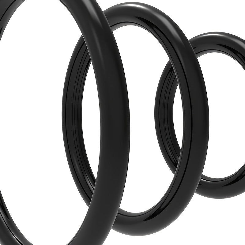 Unisex PVC Penis Rings 3pcs Set Medium Stretch Uncharged Sex Toy