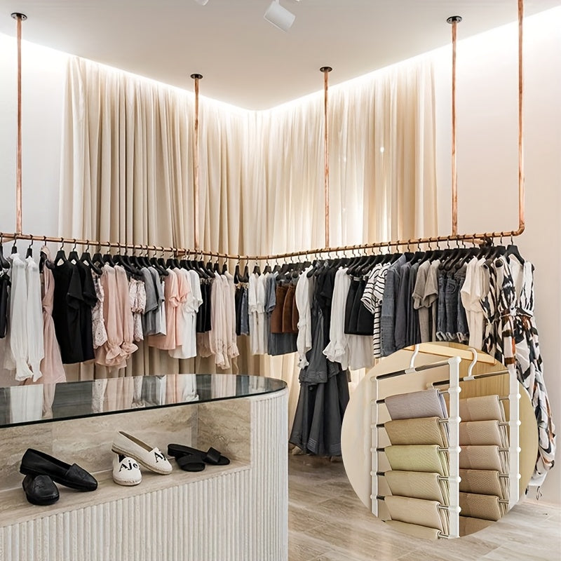 2 Pack Stainless Steel Foldable Pants Hangers Closet Organizer for Jeans Trousers