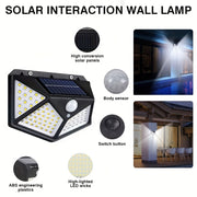 Outdoor Solar Wall Light with 100 LEDs Motion Sensor IPX-5 Waterproof