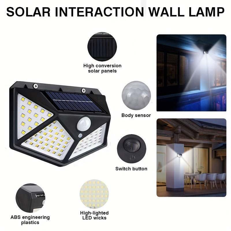 Outdoor Solar Wall Light with 100 LEDs Motion Sensor IPX-5 Waterproof