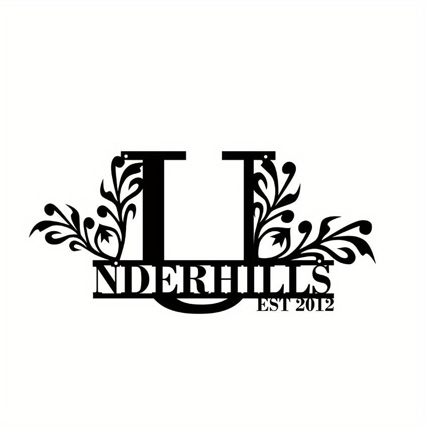 Personalized Metal Family Name Sign Custom Last Name and Date Outdoor Door Hanger