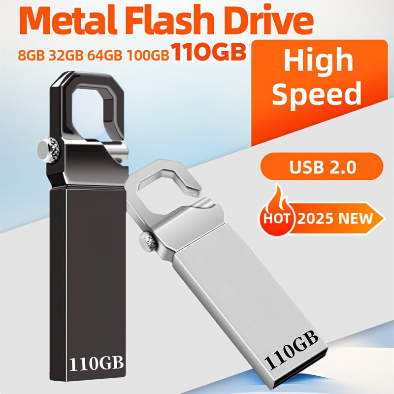 Metal USB Flash Drive 8GB to 110GB Portable Data Storage for Photos Videos and Backup
