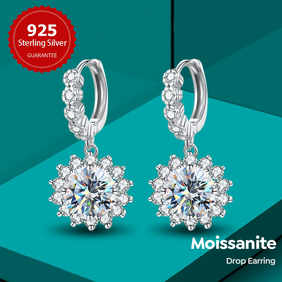 Zarif 2-karat quyosh guliga o'xshash pandant va ziraklar to'plami, Mozambik toshlari bilan 925 sterling kumushda o'rnatilgan, to'ylar va 14-fevral uchun mukammal. Ayollar va qizlar uchun hashamatli zargarlik sovg'asi.