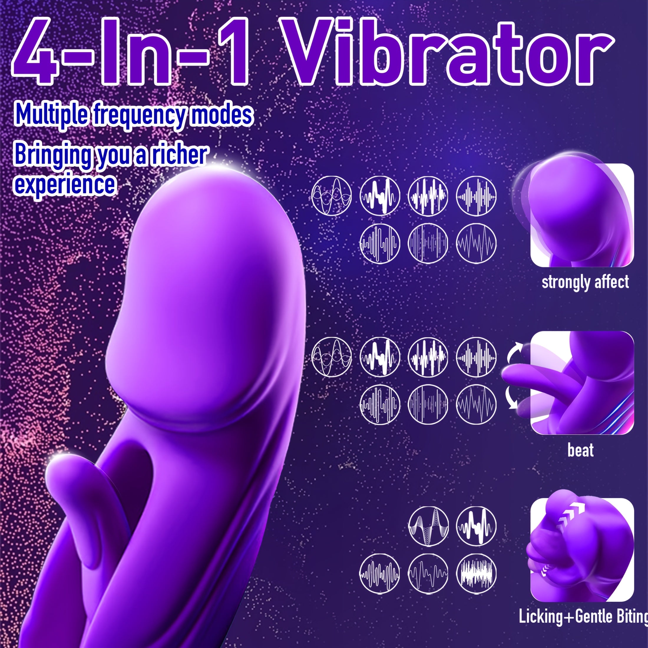 Women's Purple 4-in-1 Vibrating Clitoral Stimulator with 7 Modes