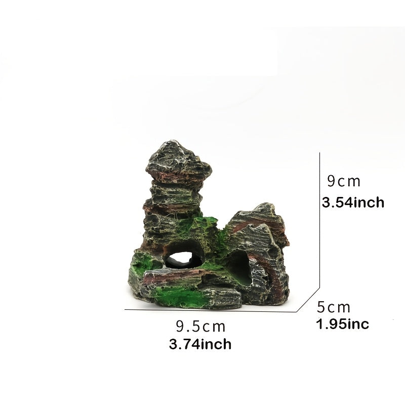 Resin Rockery Aquarium Ornament with Faux Mountain and Waterfall for Fish Tank Decoration