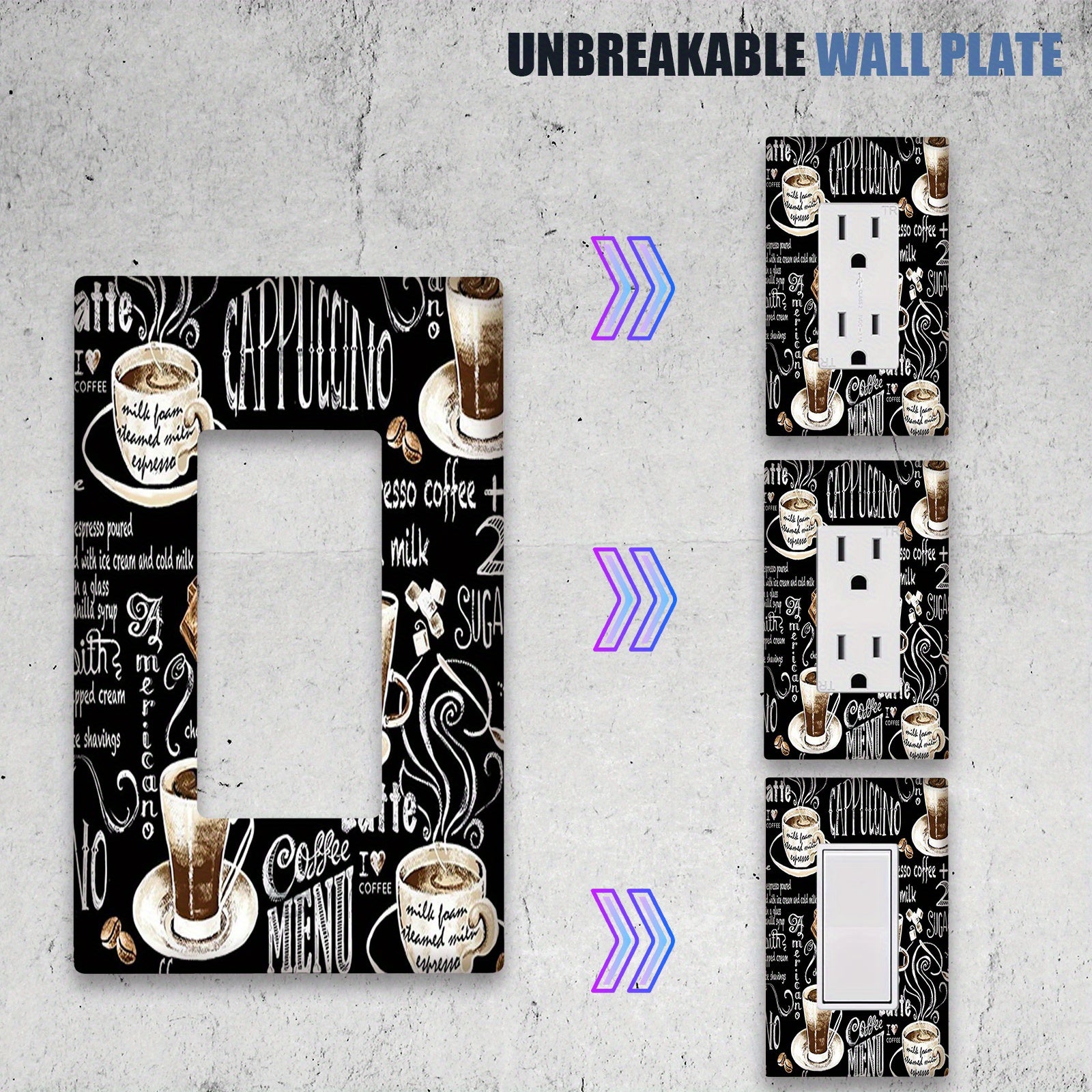 Placa decorativa de pared para dormitorio y cocina, de 1 o 2 módulos con patrón de café