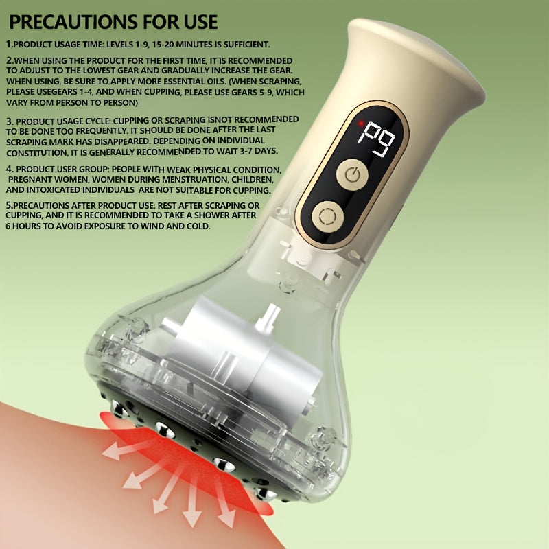 Aqlli elektr USB orqali zaryadlanadigan bankalar va qirqish asbobi, 1200mAh batareyaga ega, uyda foydalanish uchun mo'ljallangan, qorin, orqa va oyoqlarni massaj qilish uchun katta so'rish kubogi bilan.