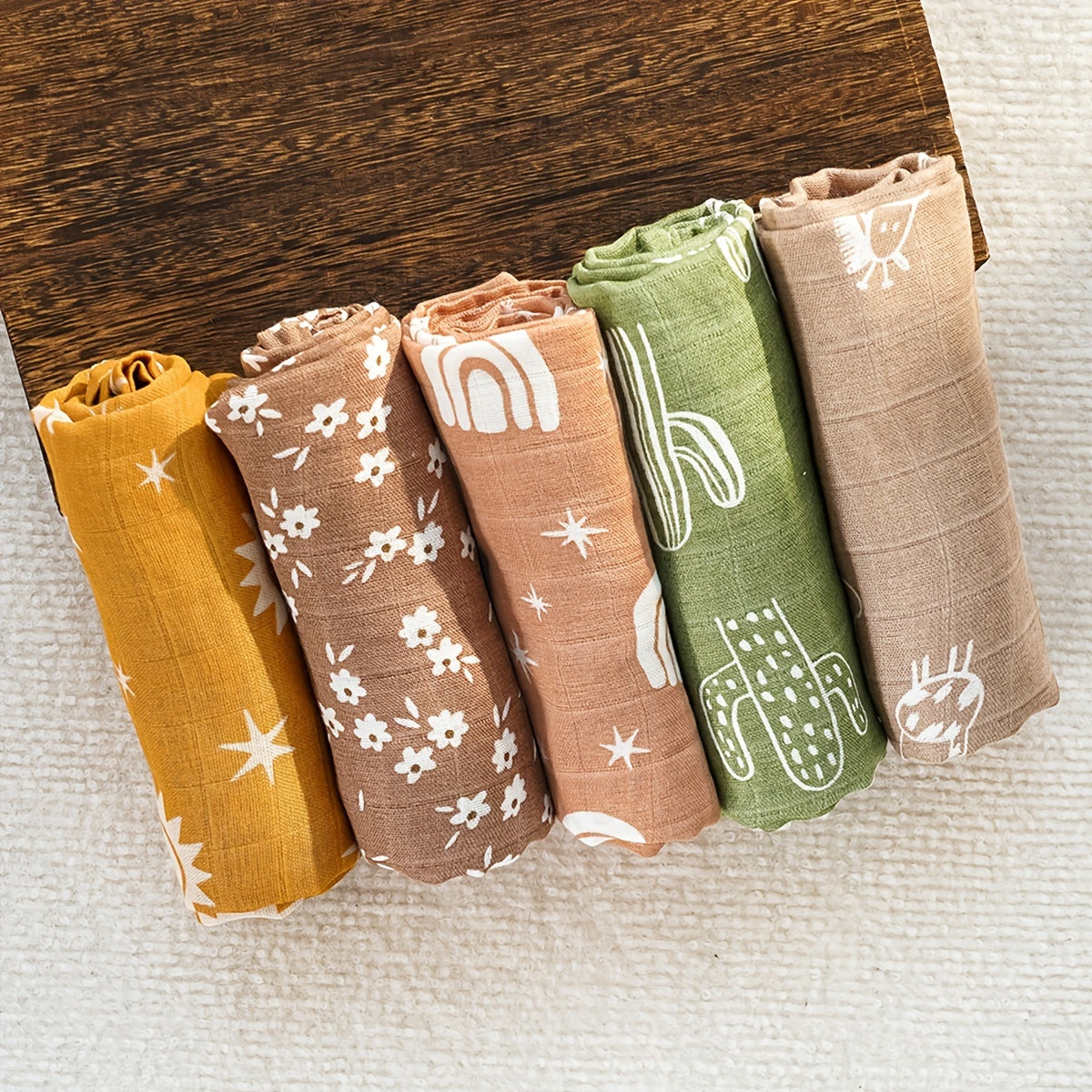 Set of 5 Muslin Bamboo Cotton Baby Bibs Soft Absorbent Feeding Burp Cloths for Newborns