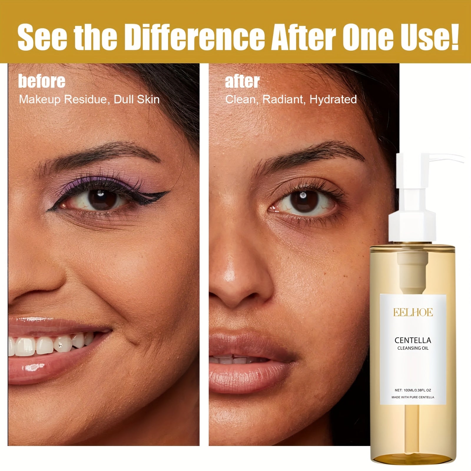 EELHOE Centella Yuqoriga Olish Yuz Tozalash Moyi - Hamma teri turlari, shu jumladan sezgir teri uchun oziqlantiruvchi ingredientlar bilan yumshoq makiyaj olib tashlovchi. Silliq qadoqlash.