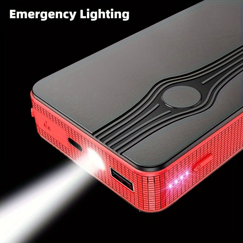 Portable Car Jump Starter with USB Output, Rechargeable Lithium Battery, Red and Black