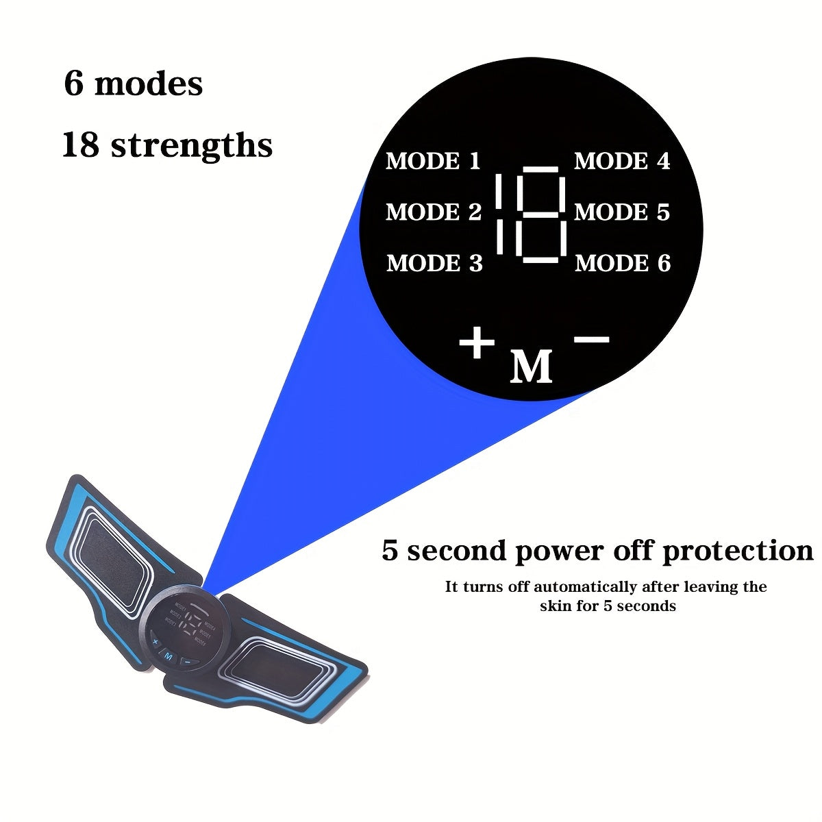 USB Charging Massage Belt for Abdomen and Arms with 6 Modes and 18 Intensities