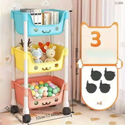 Organizador de almacenamiento de juguetes con ruedas, estantes para libros, carrito de snacks de material PP para guardería y sala de juegos