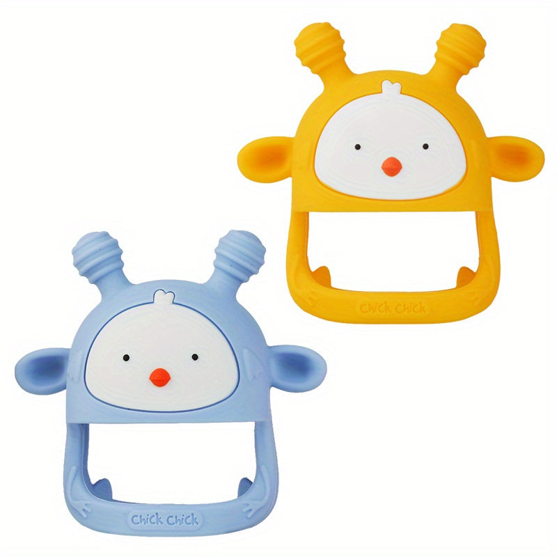 Silikon materialidan tayyorlangan chaqaloqlar uchun tish chiqargich o'yinchoq, bolalar uchun xavfsiz, chirqirash ovozi, 6-12 oylik bolalar uchun mos, BPA dan holi, hech qachon qo'lga tushmaydi (1/2 to'plam)