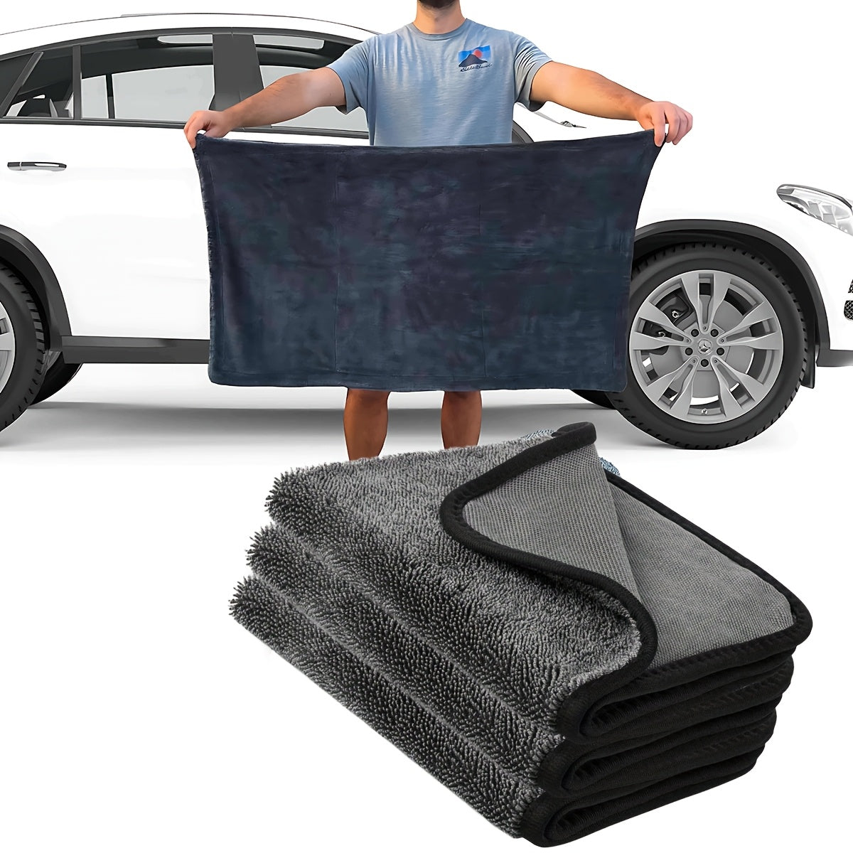 Microfiber Car Drying Towel Borderless Quick Shed-Free Absorbent Lightweight