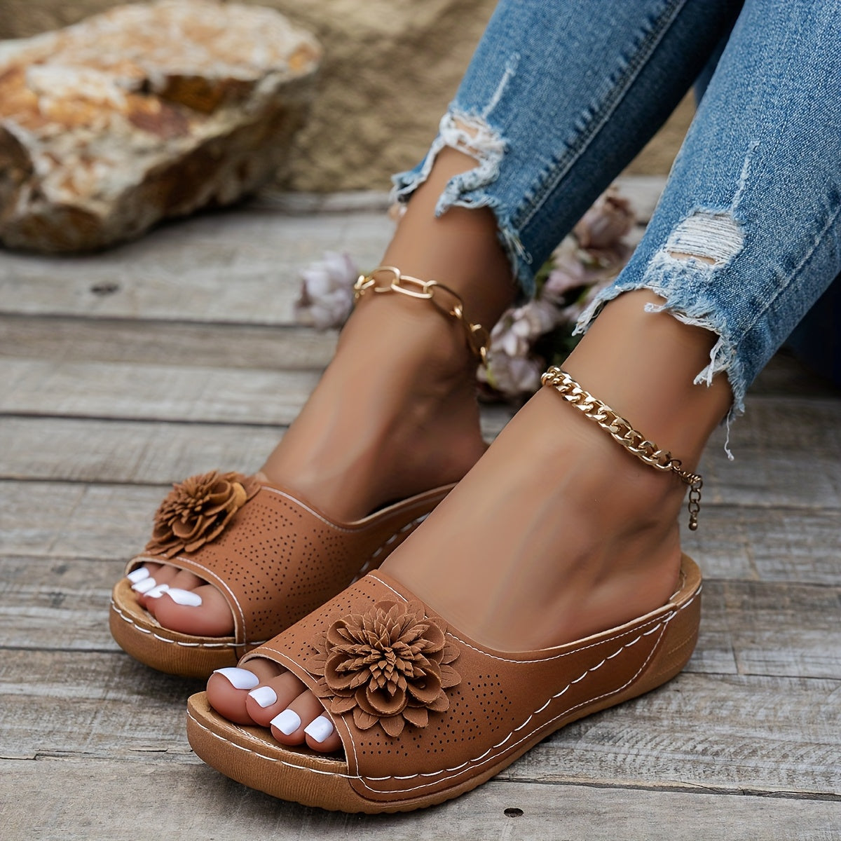 Women's Retro Slip-On Casual Shoes White Breathable Platform