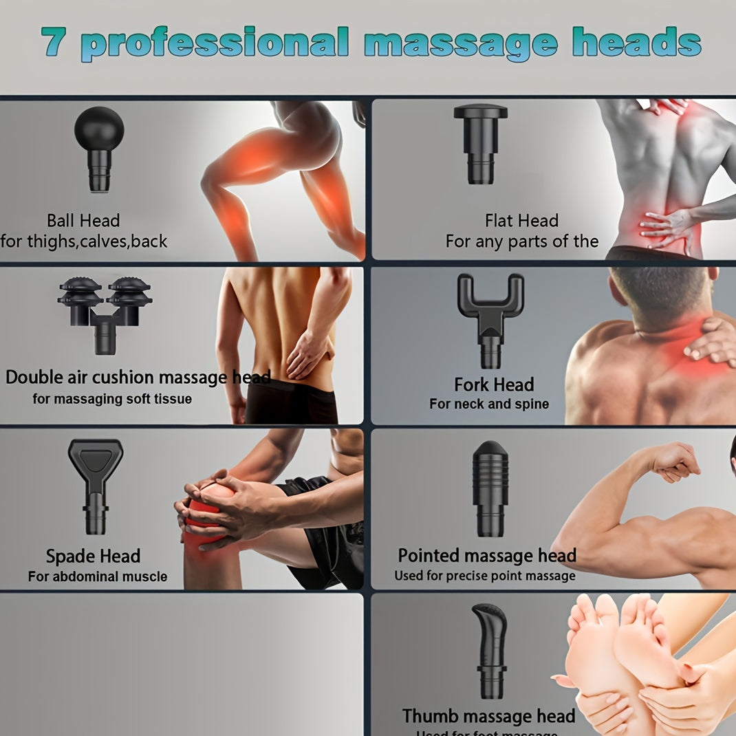 Elektrik mushak massajeri 30 darajali sensorli LCD bilan, 7 boshli, professional daraja