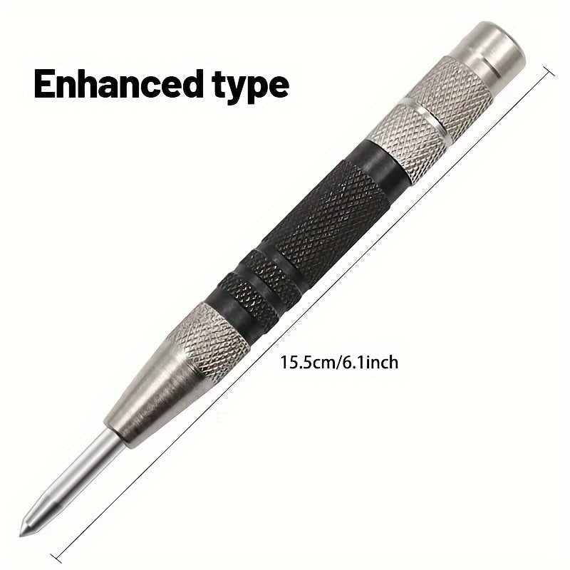 Heavy Duty Steel Automatic Center Punch 12.7cm, Adjustable Tension for Metal Wood Glass Plastic