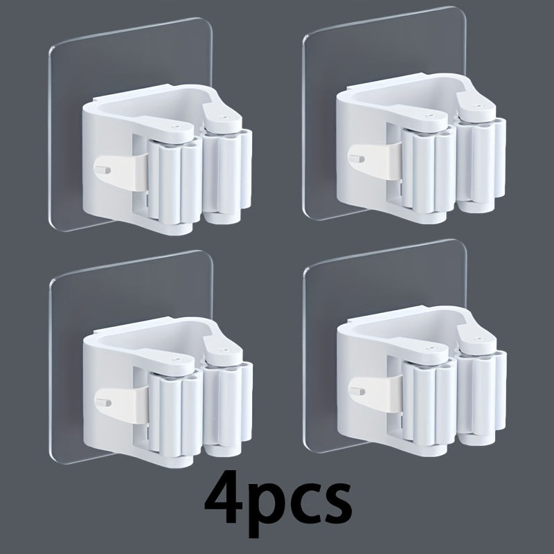 Soporte para fregona y escoba de pared con adhesivo fuerte para organización del hogar