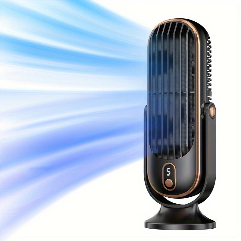 Portativ konditsioner ventilyatori 720° osillatsiya bilan, ikki motorli, USB orqali qayta zaryadlanadigan, 5 tezlik