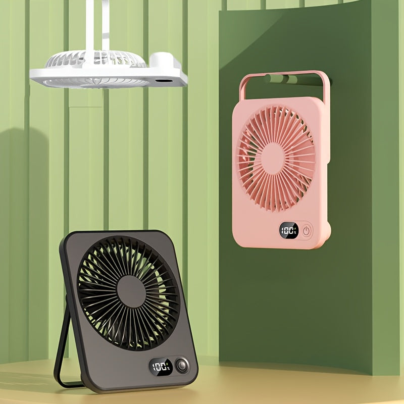 Portable USB Desktop Fan Black Pink 5-Speed Quiet Adjustable Mini Fan