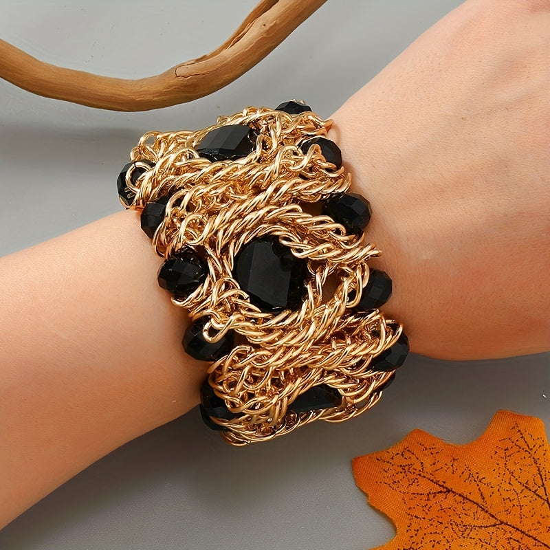 Women’s Boho Bracelet with Artificial Crystals Elegant Bohemian Jewelry for Daily Wear