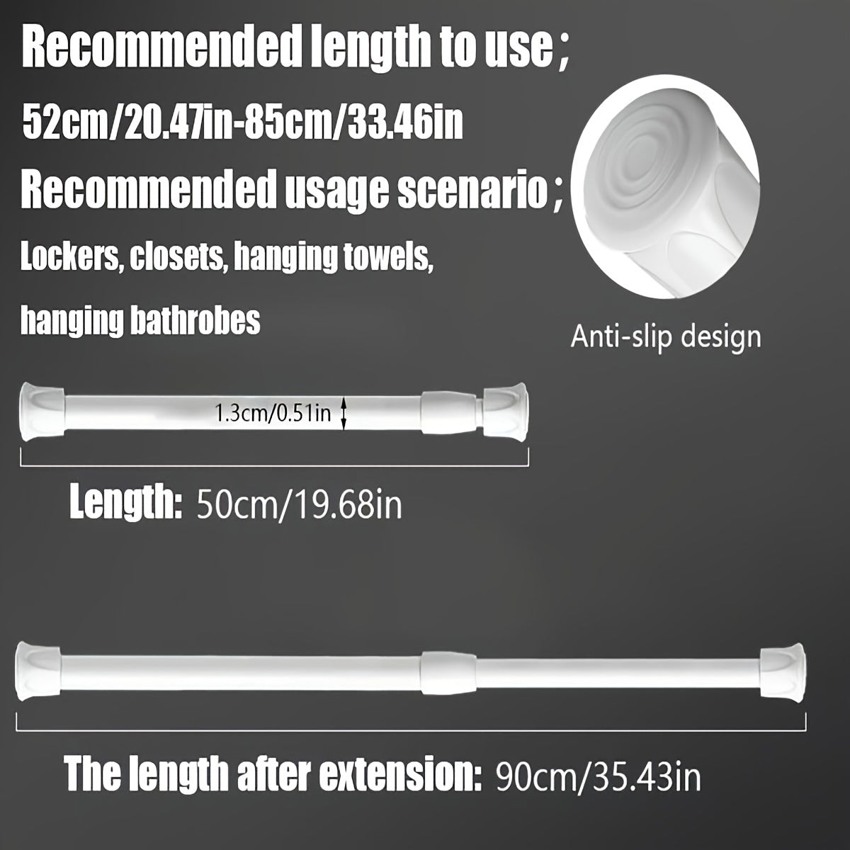 Adjustable Tension Rod with Wall Mount Brackets for Household Use Metal Durable Easy Installation