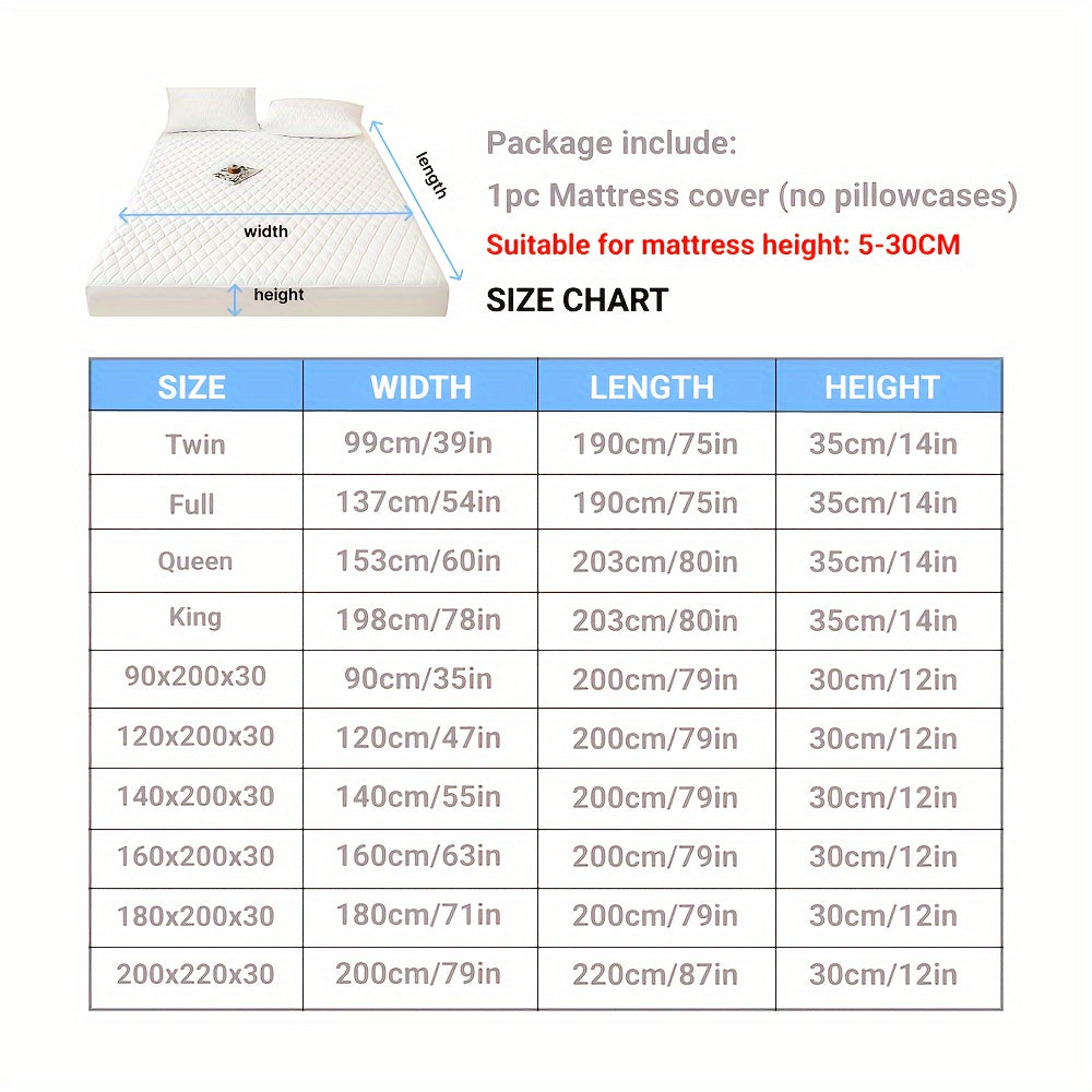 Waterproof Mattress Protector Breathable Dustproof Quilted Bed Cover in White Dark Blue Green Gray