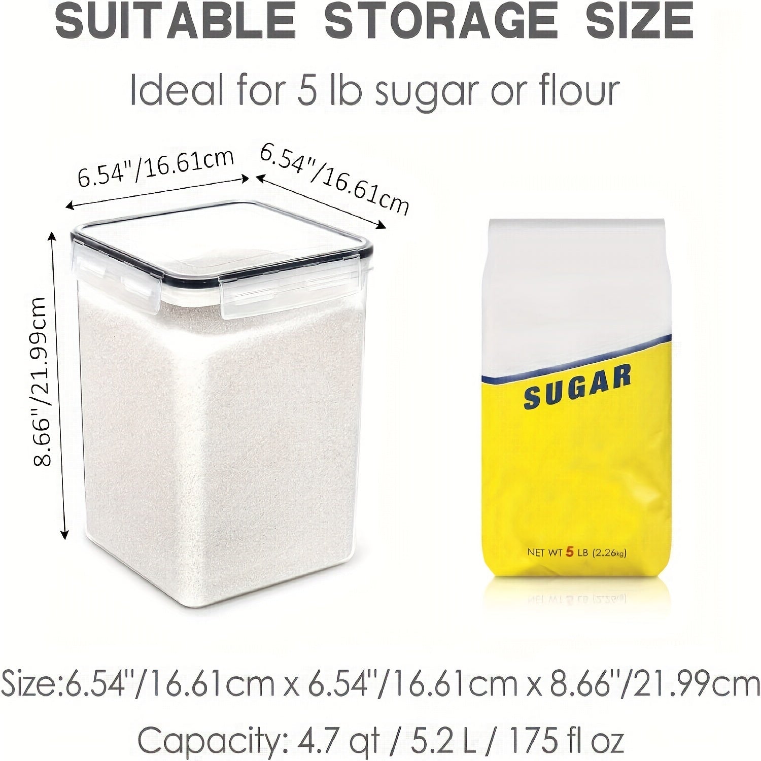 3-Piece Clear Large Airtight Food Storage Jars 5.2L Pantry Cereal Flour