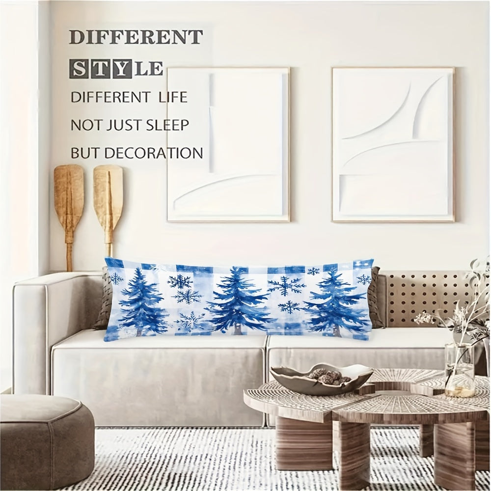 Festive Christmas Tree Decorative Pillow Cover Double-Sided Woven Polyester for Sofa and Home Decor