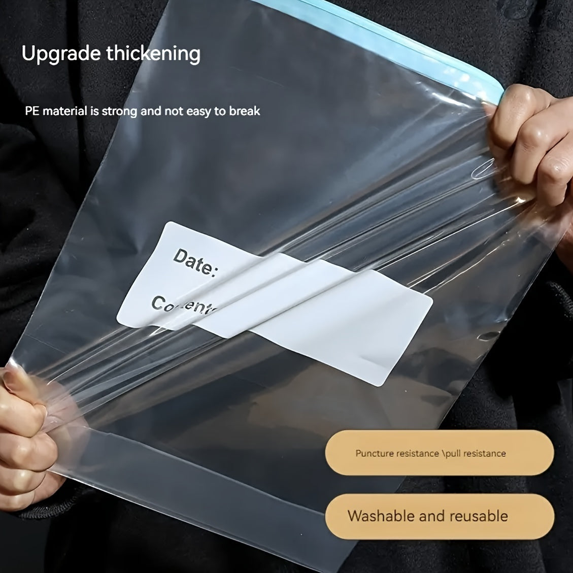 Reusable Zippered Storage Bags Set, Clear, Pantry Organizer for Fruits and Vegetables