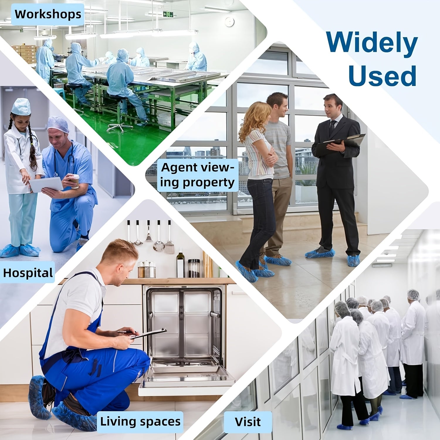 20 Pcs Heavy Duty Non Slip Breathable Plastic Shoe Covers Light Blue