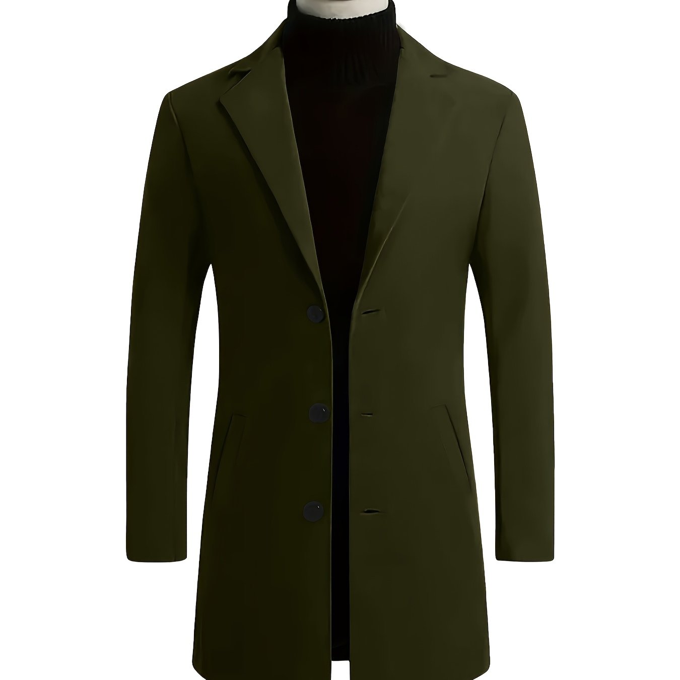 Men's Fall Winter Polyester Solid Color Long Sleeve Lapel Work Coat