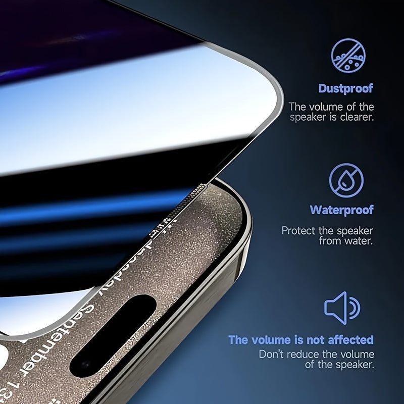 5pc Full Cover Privacy Screen Protector for iPhone Tempered Glass Dynamic Island Compatible Anti-Scratch Fingerprint Case Friendly